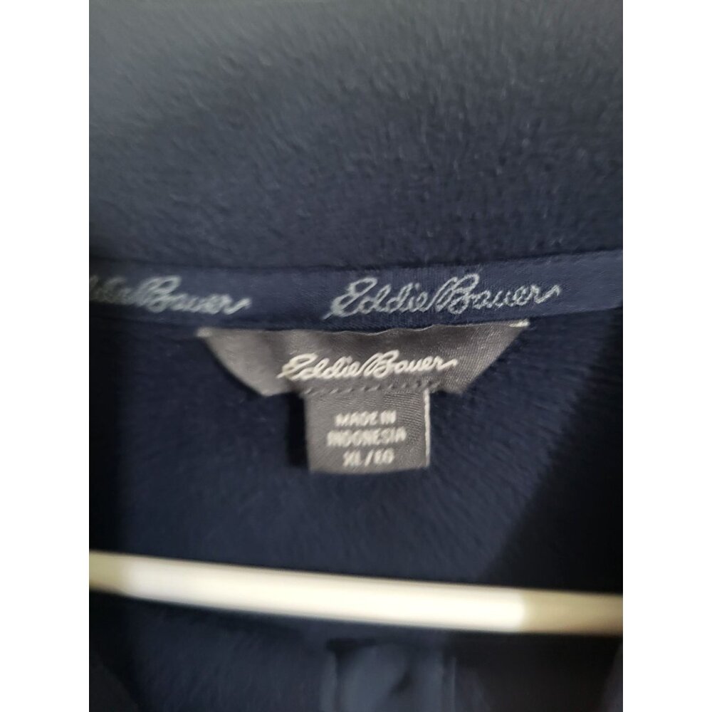 Eddie Bauer Sweater Mens XL Heather Navy Blue Fleece 1/4 Snap Pullover Outdoor - Picture 3 of 8